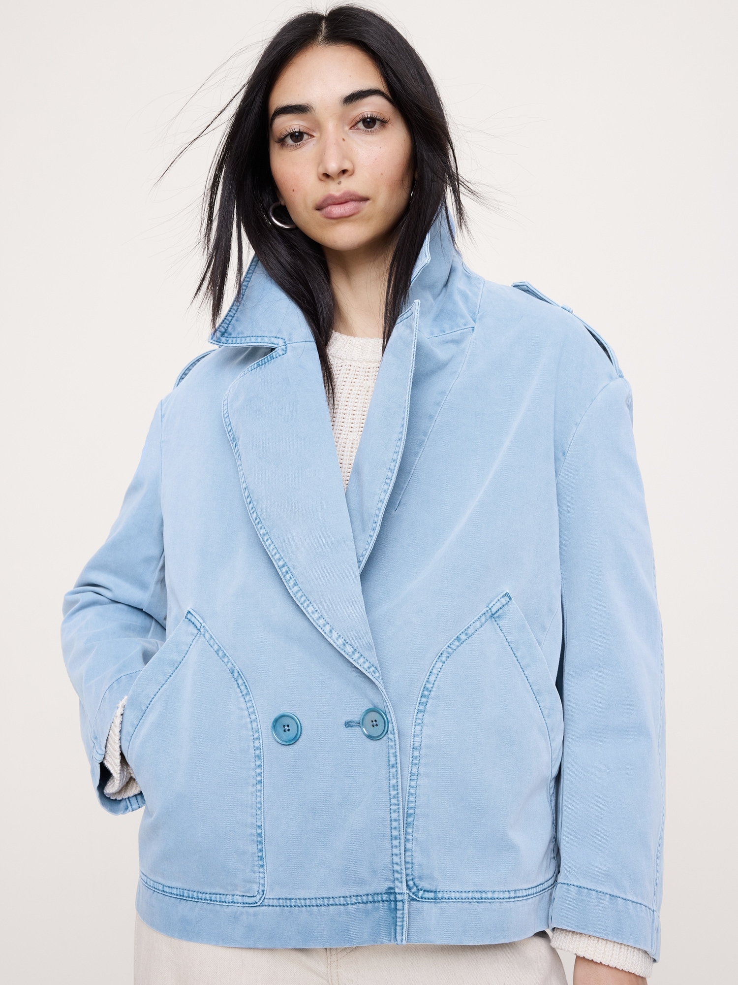 L'image numéro 4 présente Caban en sergé de coton