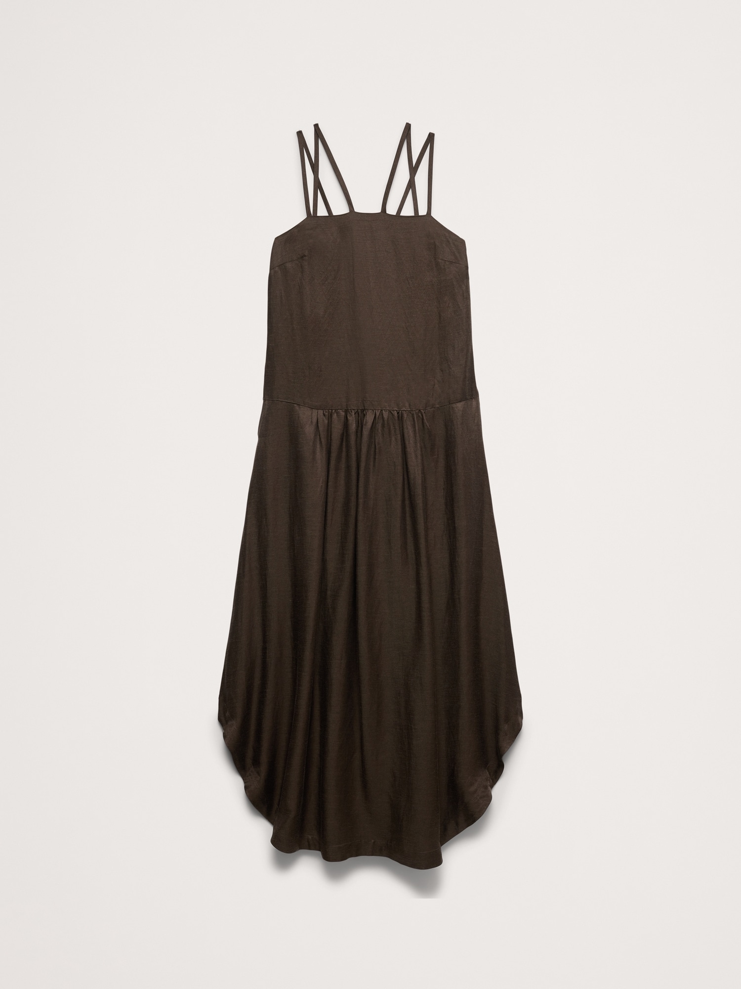 Image number 5 showing, Viscose-Linen Drop-Waist Maxi Dress