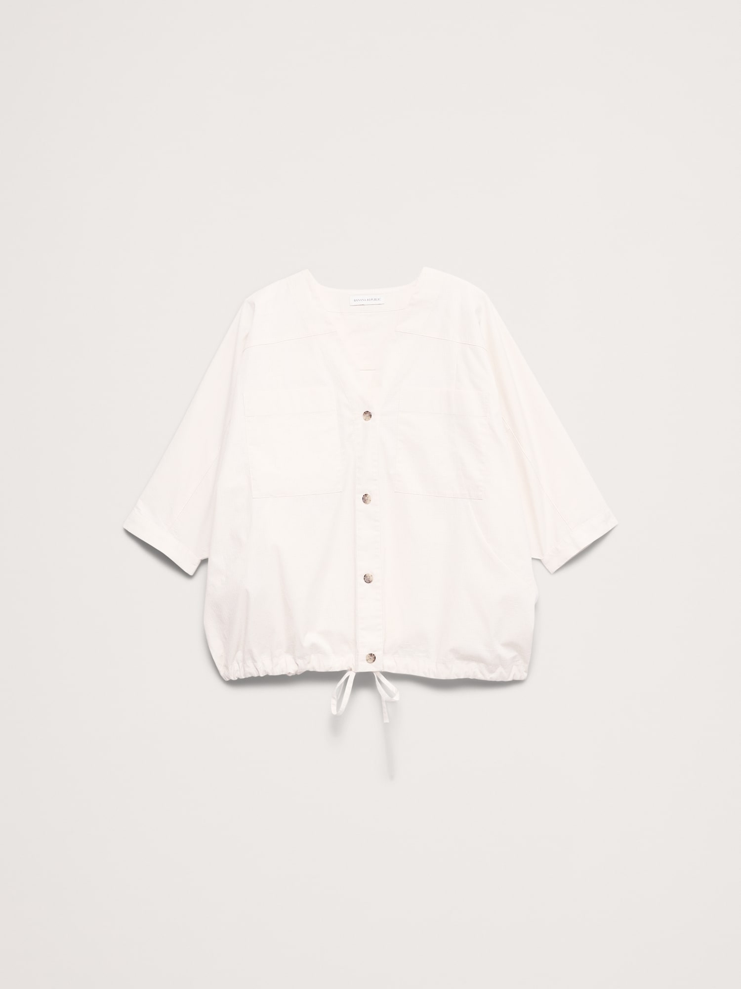 Image number 8 showing, Stretch-Cotton Drawstring-Hem Top