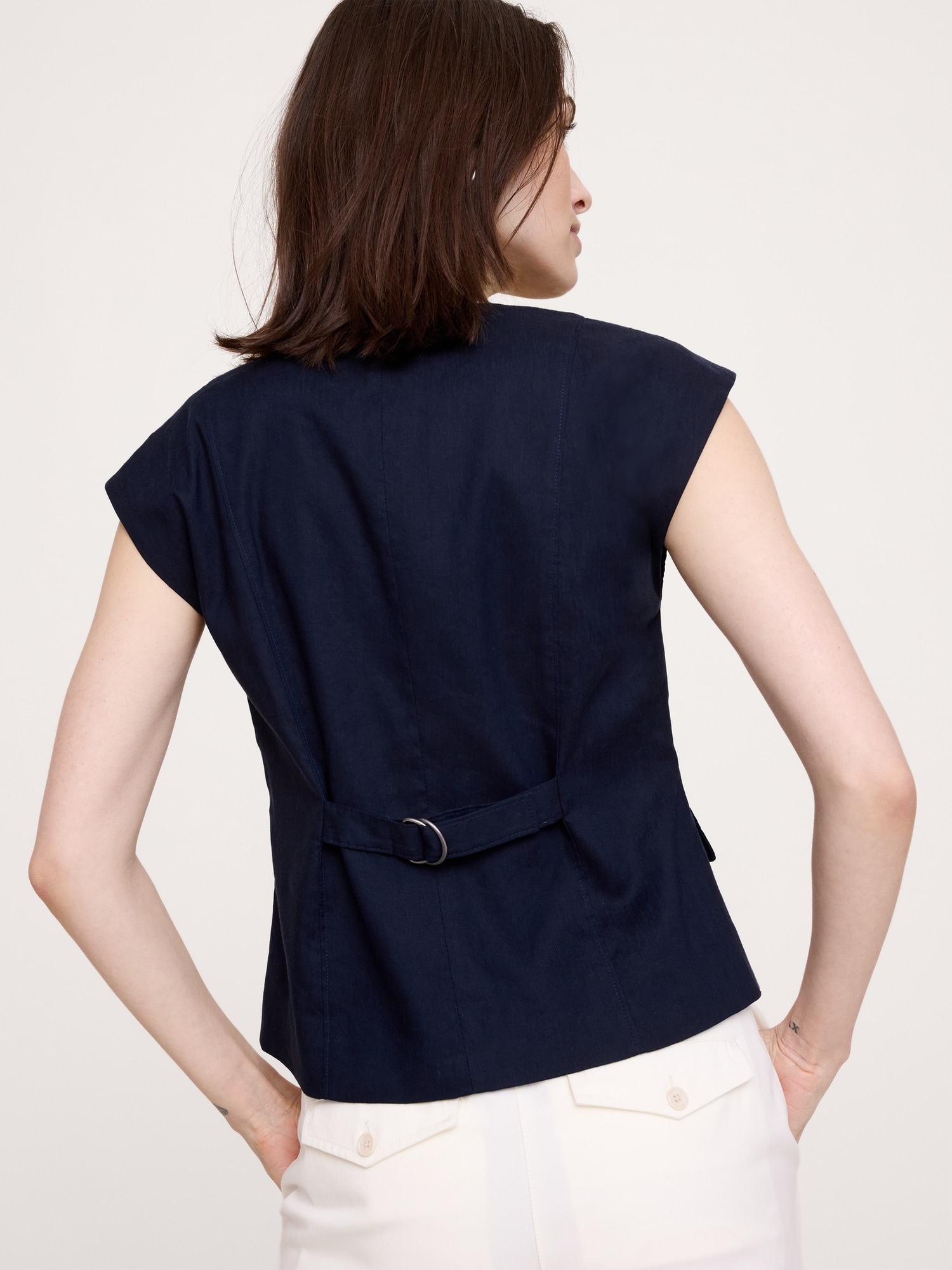 Image number 3 showing, Stretch Linen-Viscose Vest