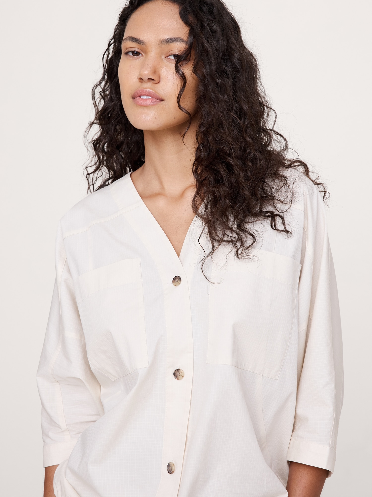 Image number 7 showing, Stretch-Cotton Drawstring-Hem Top