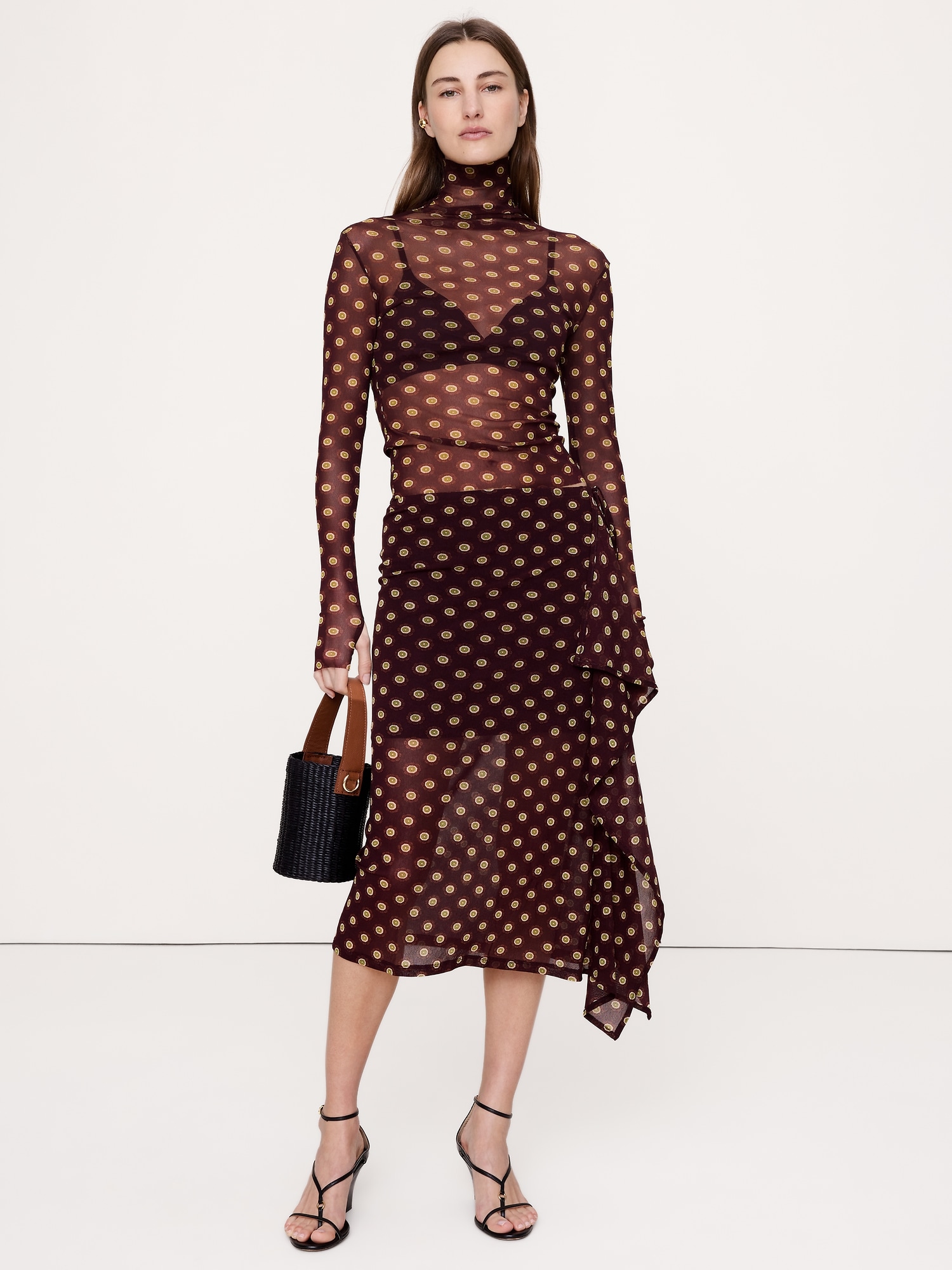 Image number 2 showing, Layered Mesh Wrap Skirt