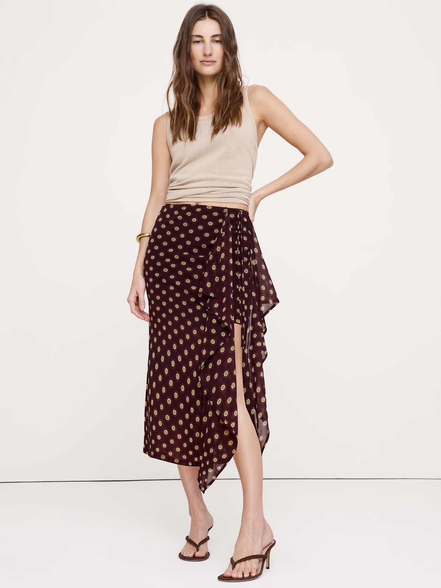 Image number 1 showing, Layered Mesh Wrap Skirt