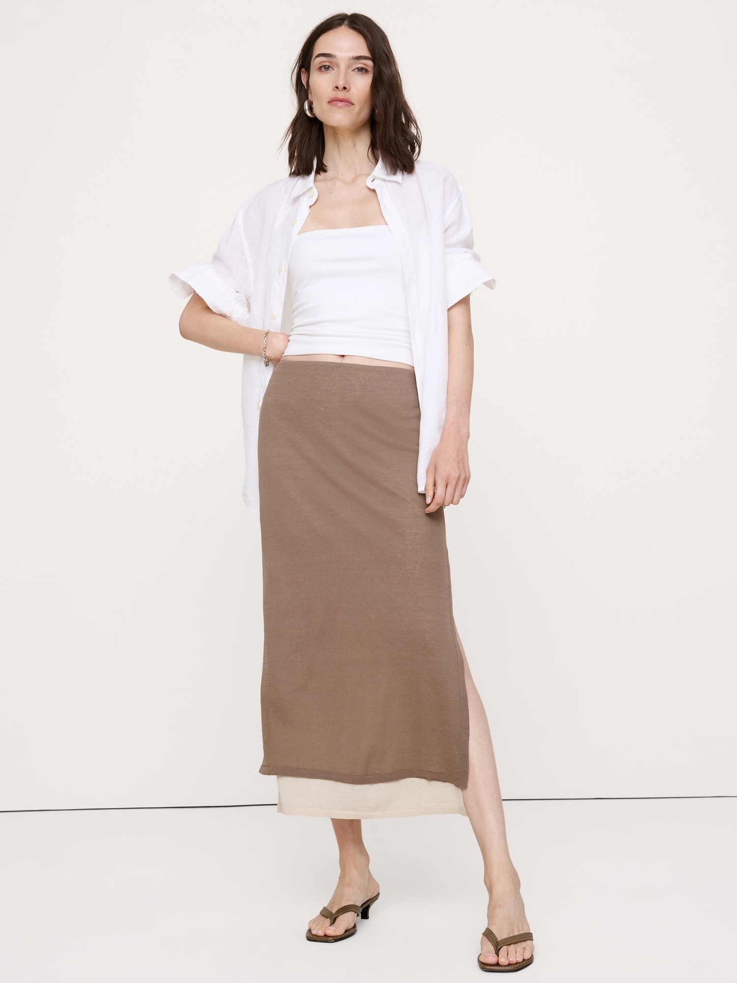 Image number 4 showing, Layered Ultra-Fine Cotton Maxi Skirt