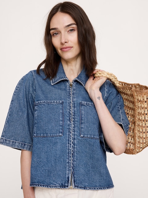 VESTE À MANCHES ÉVASÉES EN DENIM