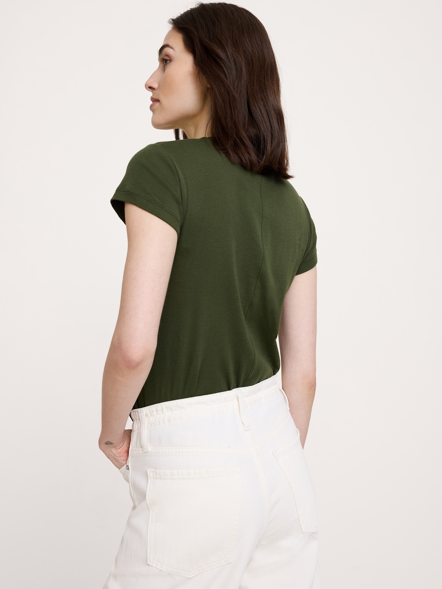 Image number 2 showing, Airy Cotton Mock-Neck T-Shirt