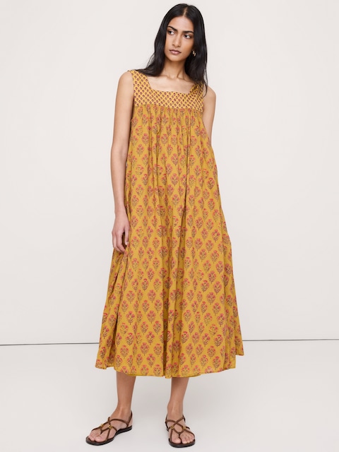 ROBE EN COTON À ENCOLURE CARRÉE
