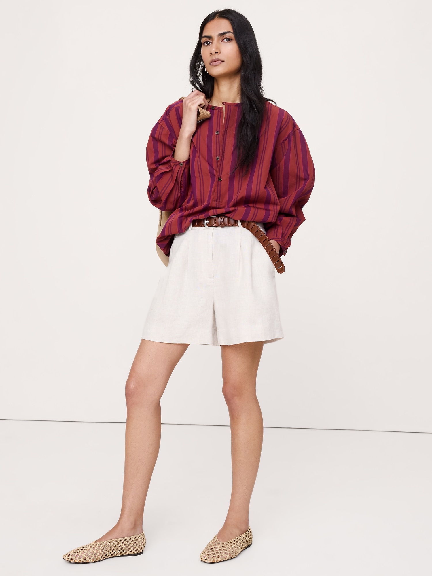 L'image numéro 3 présente Tunique sans col en popeline de coton