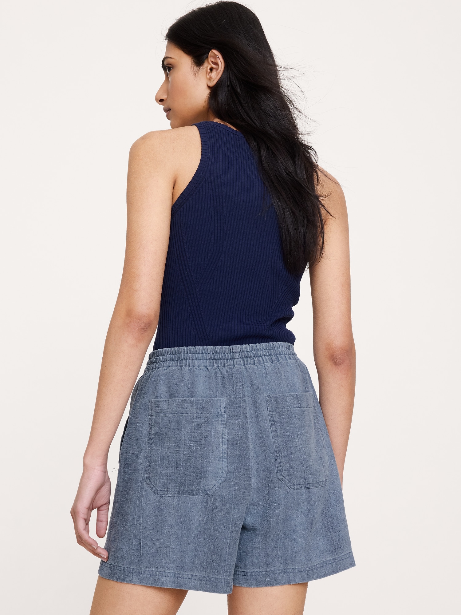 Image number 3 showing, 4" High-Rise Ramie-Cotton Pull-On Short