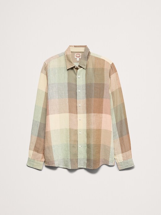 Archive Reissue Standard-Fit Plaid Linen Shirt | Banana Republic
