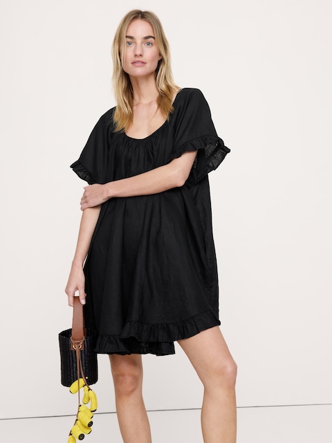 ROBE COURTE À BORDURE À VOLANTS