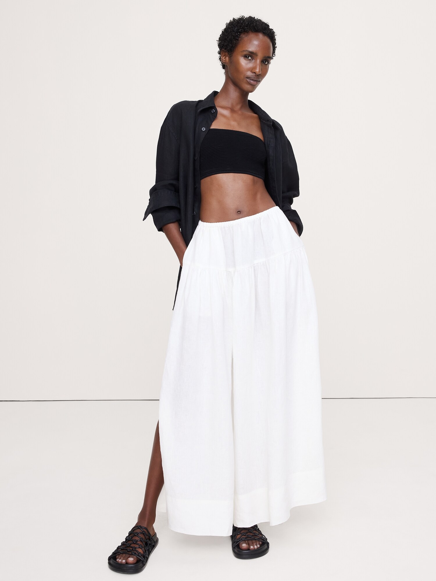 Image number 5 showing, Linen Tiered Tie-Side Maxi Skirt