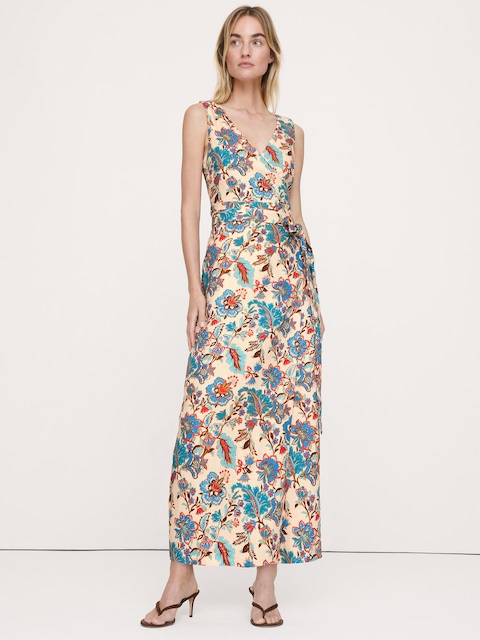ROBE LONGUE EN LIN À DOS CROISÉ