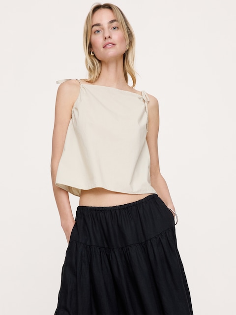 CAMISOLE À BRETELLES À NOUER EN POPELINE DE COTON