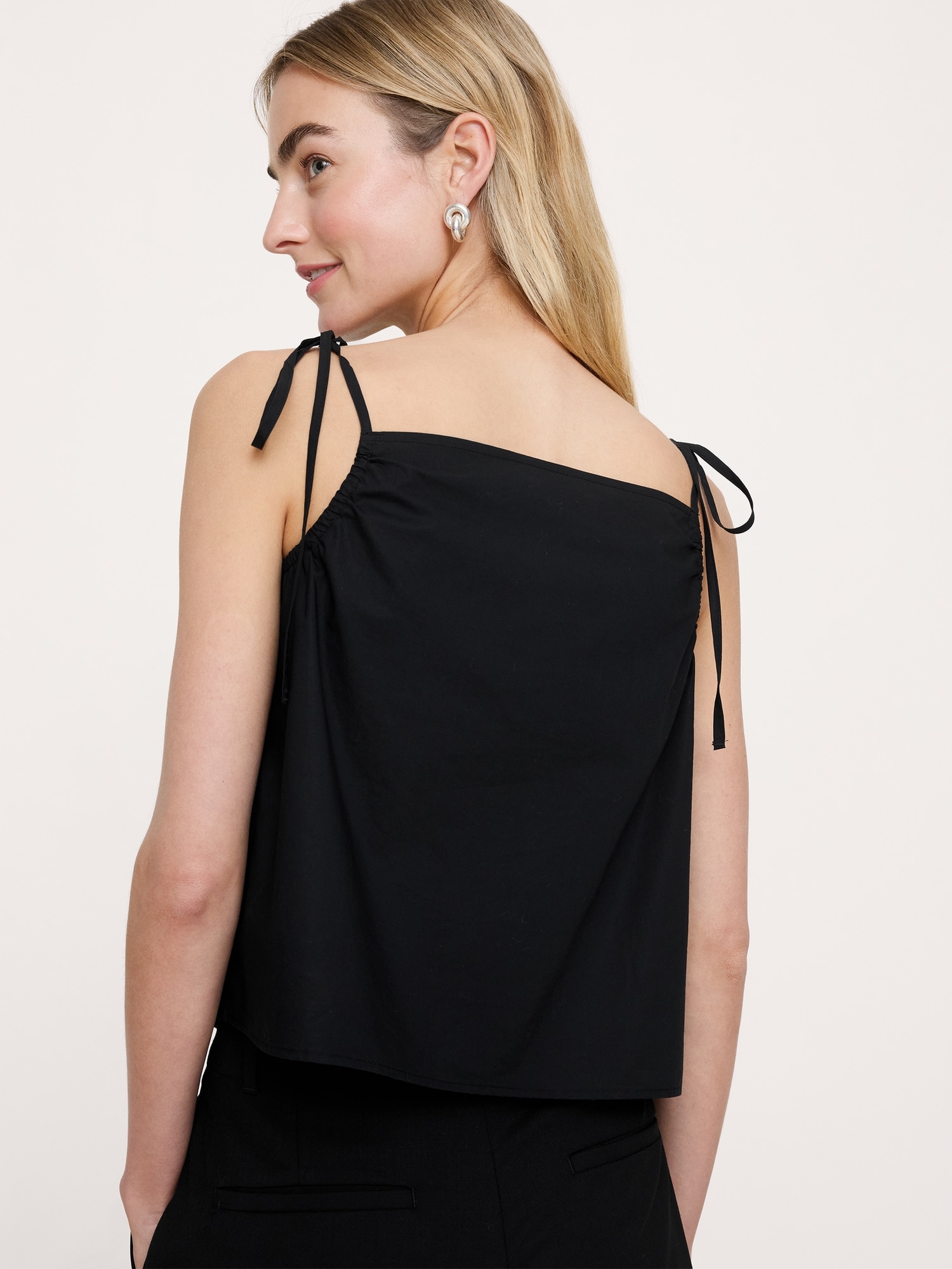 Image number 5 showing, Cotton Poplin Tie-Strap Tank