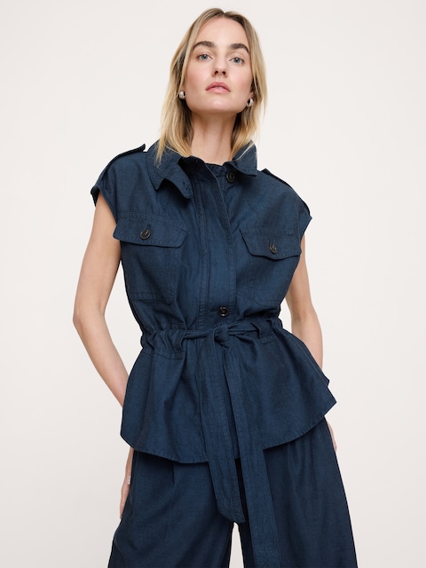 VESTE UTILITAIRE EN TENCEL™, COTON ET LIN