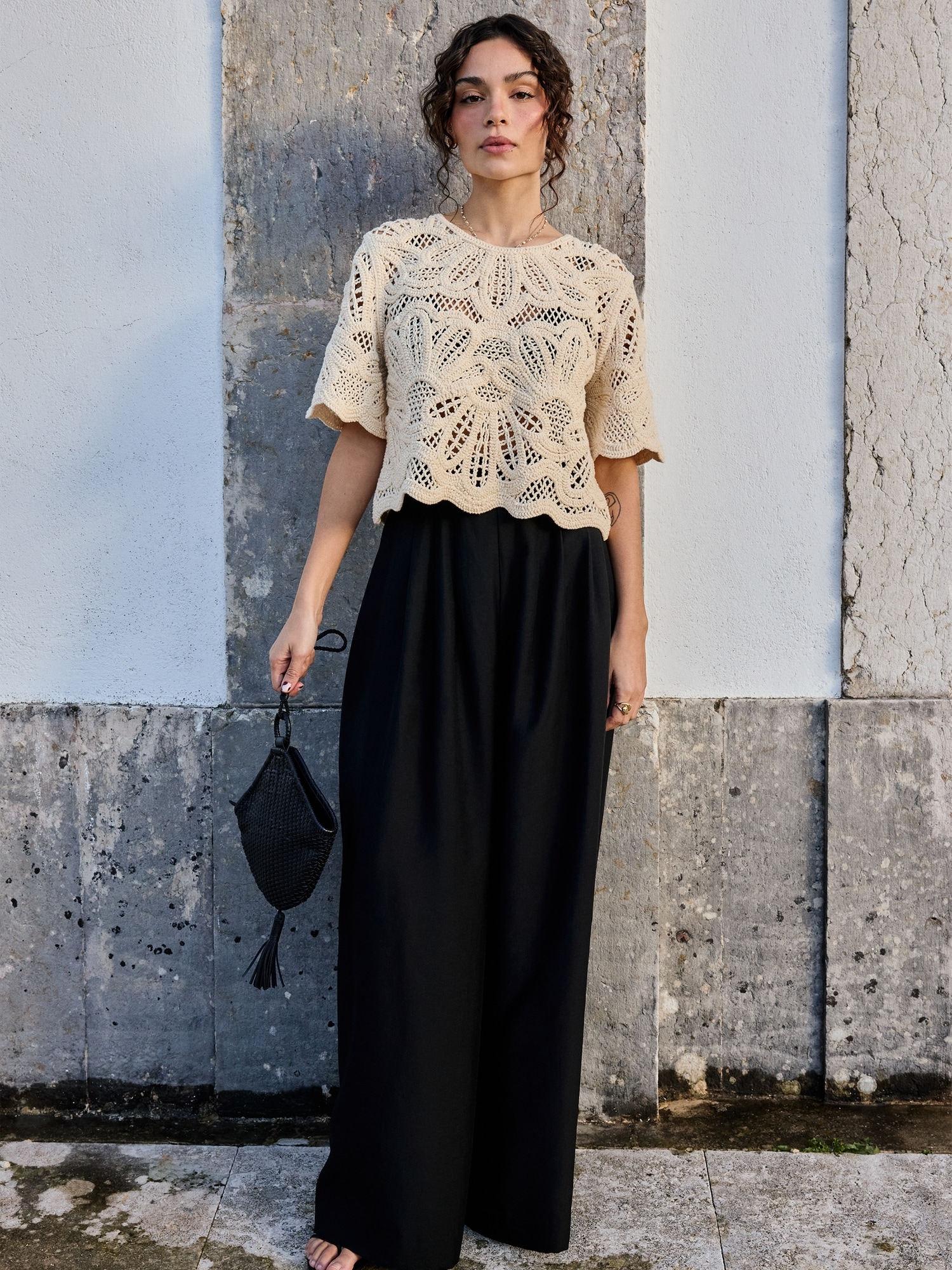 Image number 8 showing, High-Rise Wide-Leg TENCEL™-Nylon Palazzo Pant