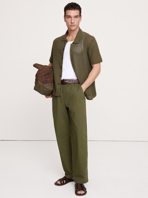 PANTALON ESCALE DÉCONTRACTÉ EN COTON À TAILLE EXTENSIBLE