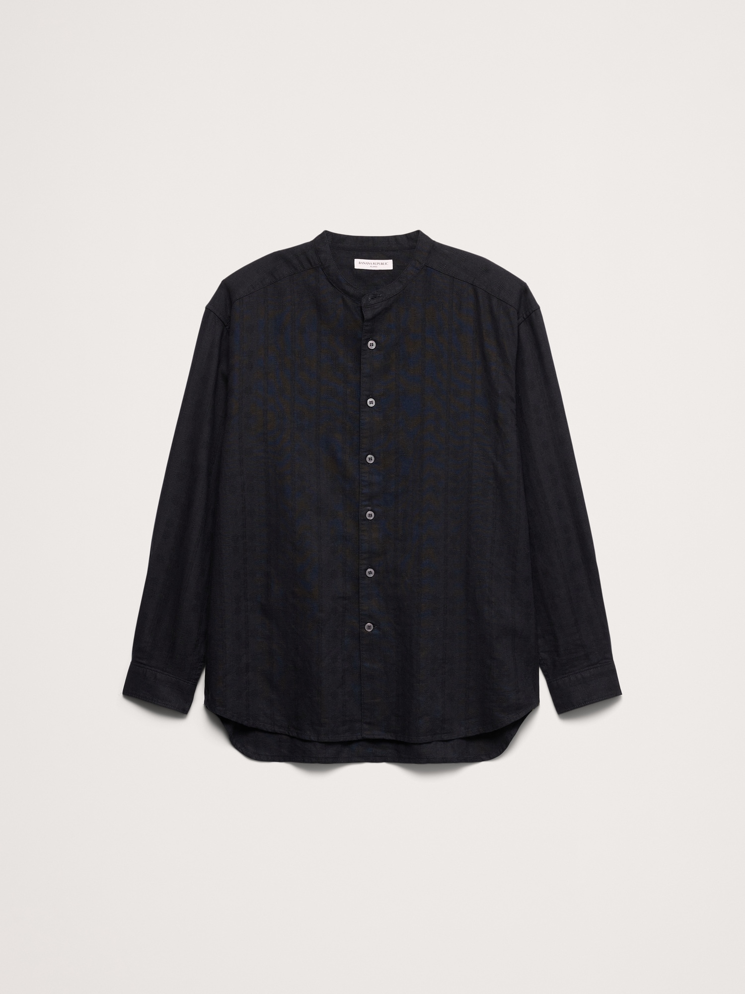 Image number 5 showing, Relaxed-Fit Cotton-Linen Banded-Collar Shirt