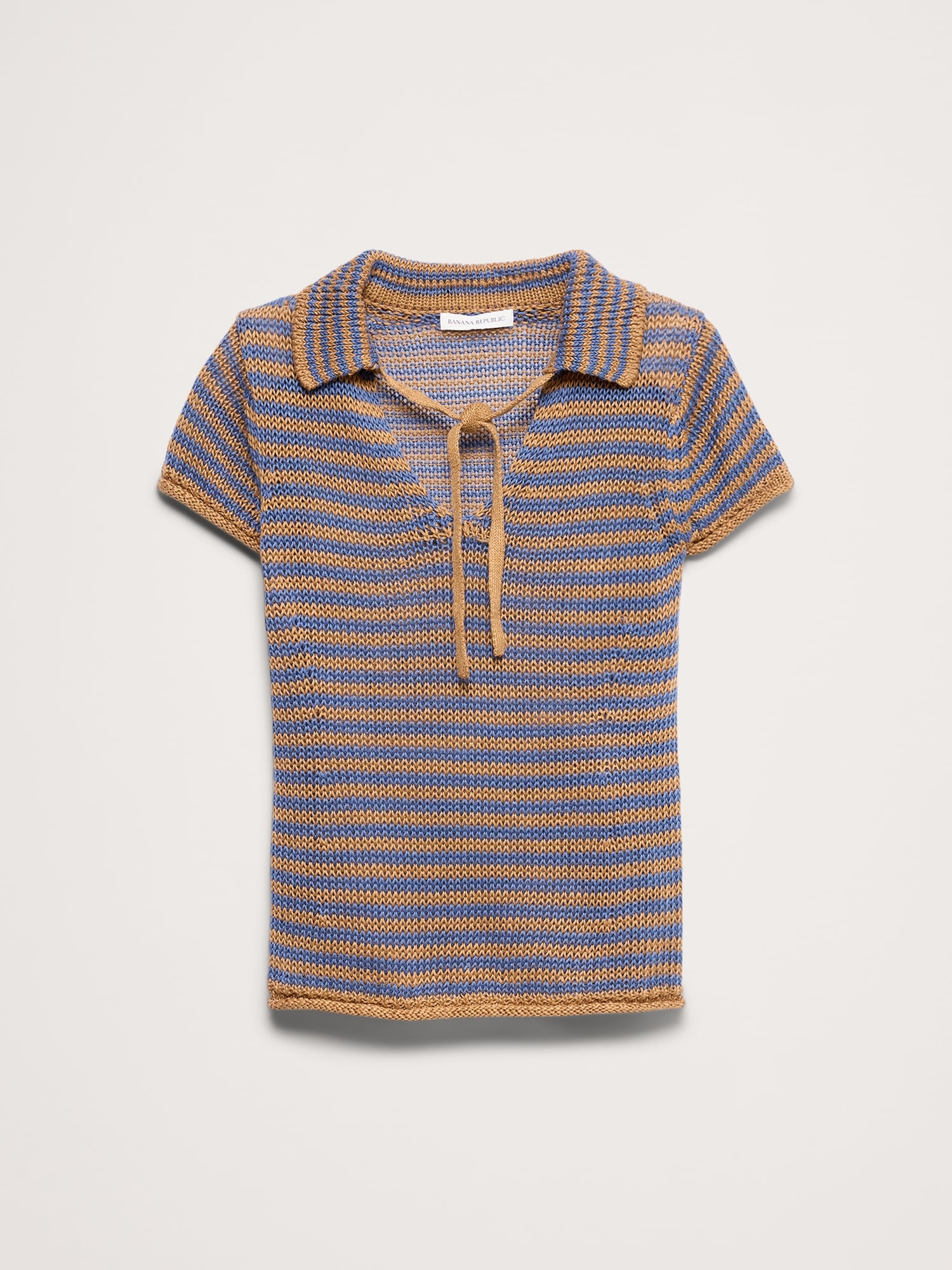 L'image numéro 4 présente Polo à col noué en lin héritage