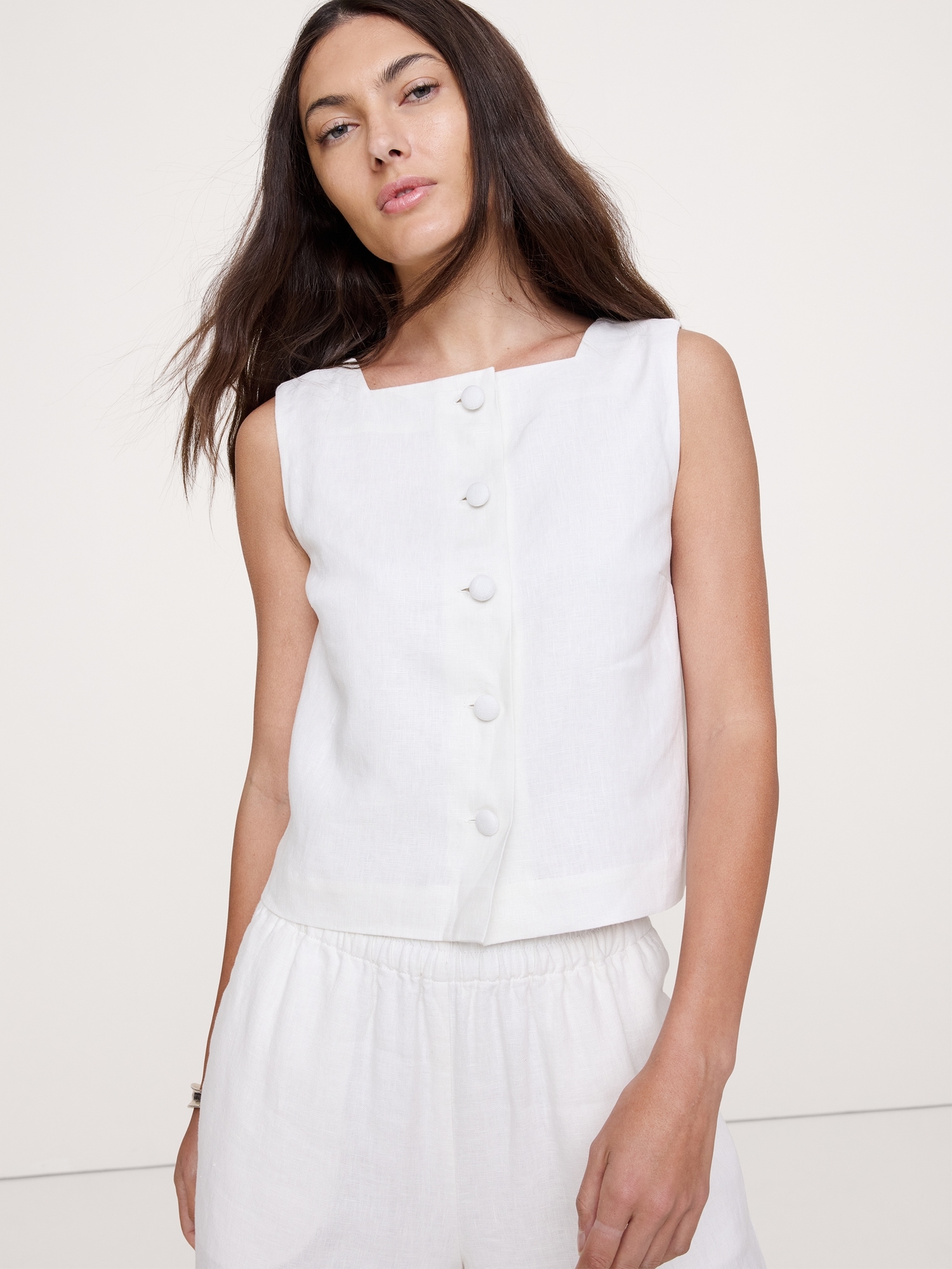 Image number 7 showing, Linen Button-Front Tank