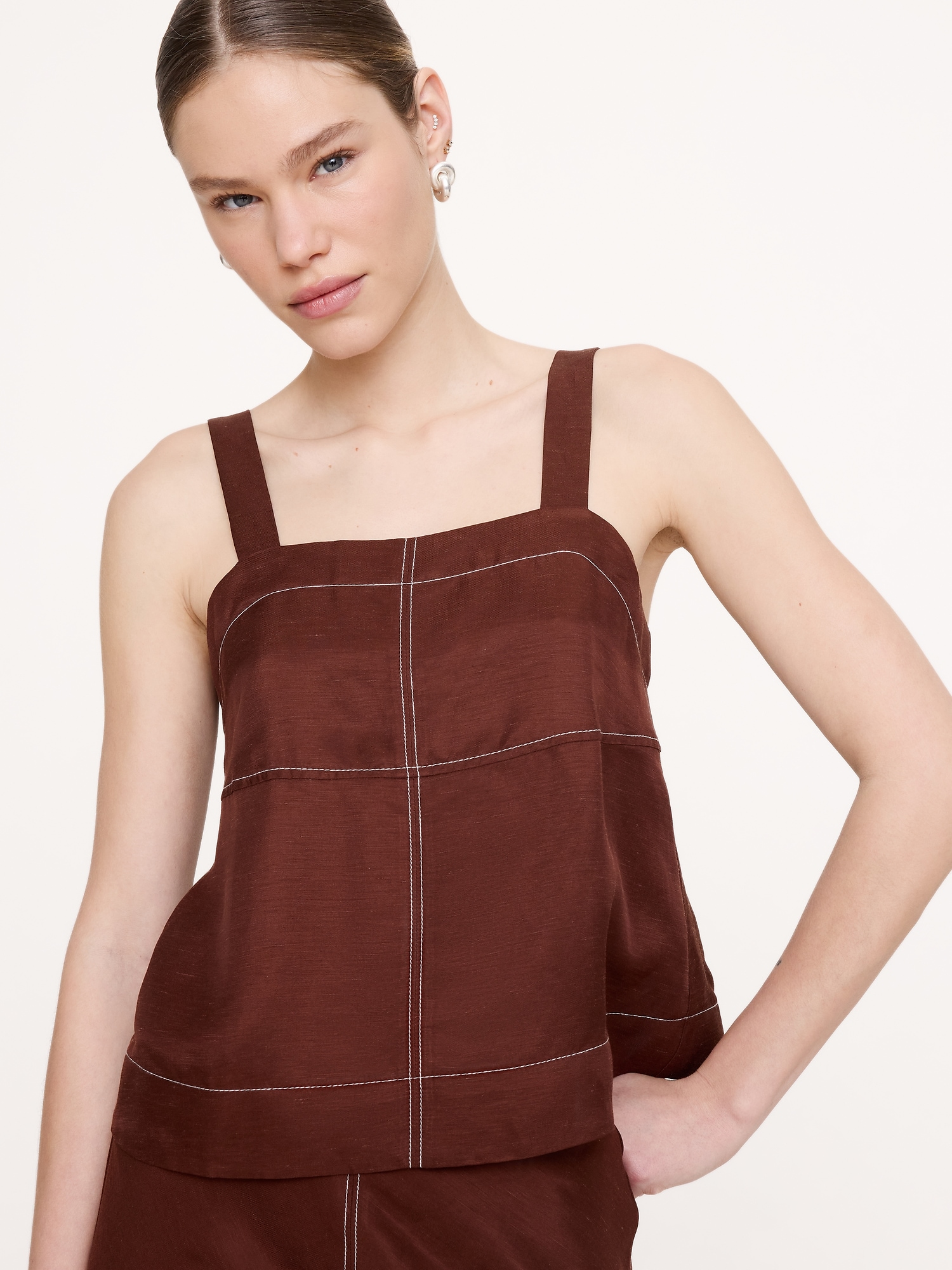Image number 1 showing, Viscose-Linen Tank