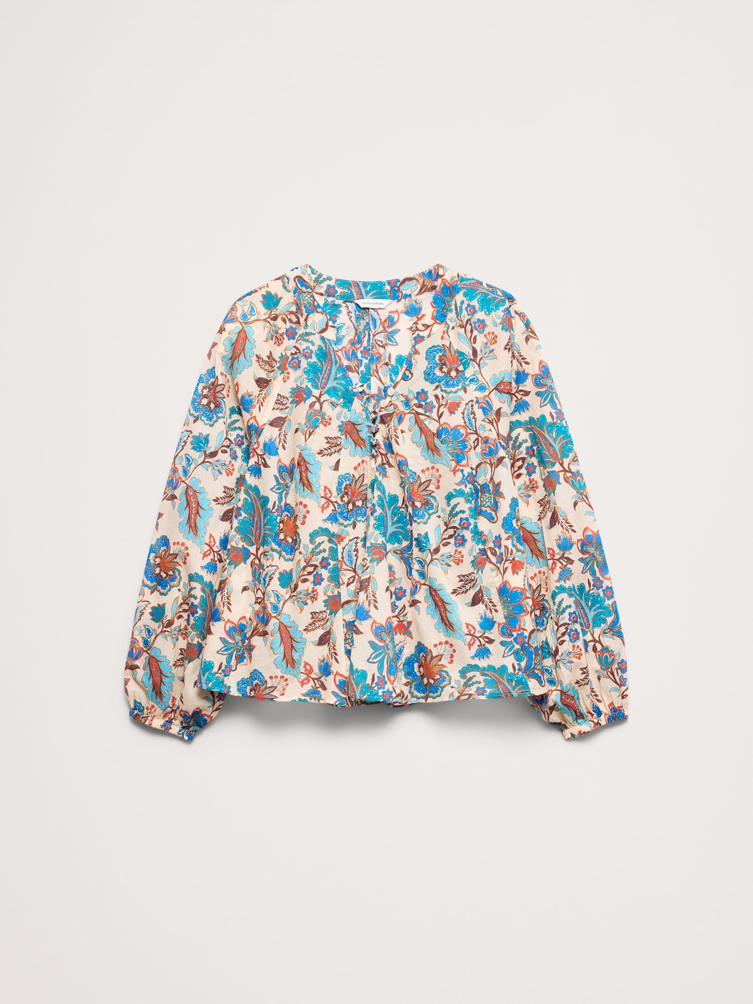 Image number 4 showing, Lightweight Cotton Split-Neck Top