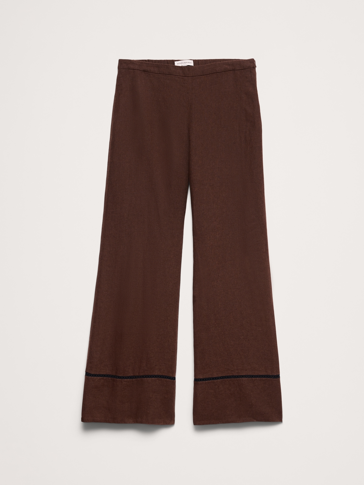 L'image numéro 5 présente Pantalon évasé longueur cheville à taille mi-basse en lin