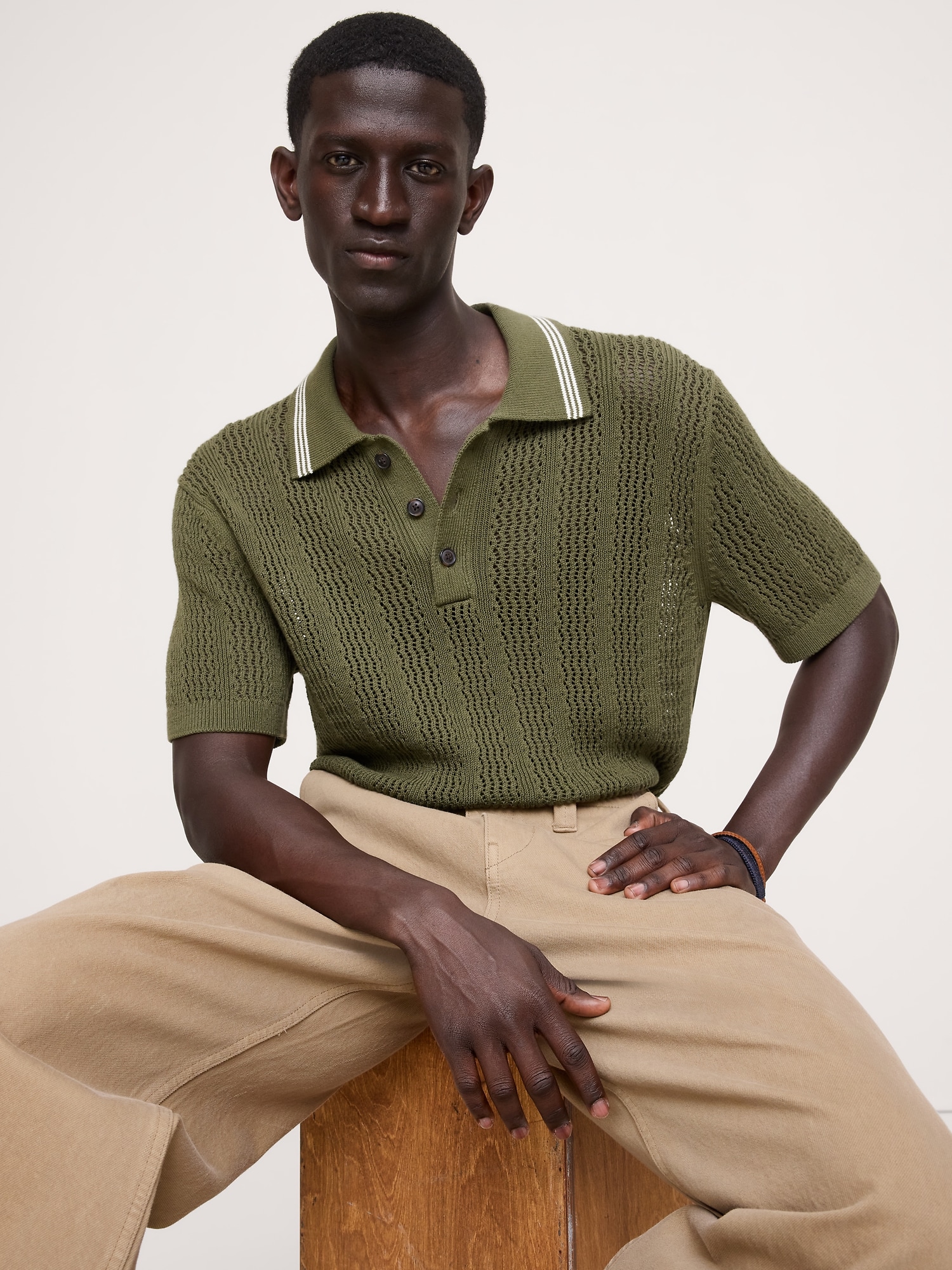 Cotton Zig-Zag Sweater Polo