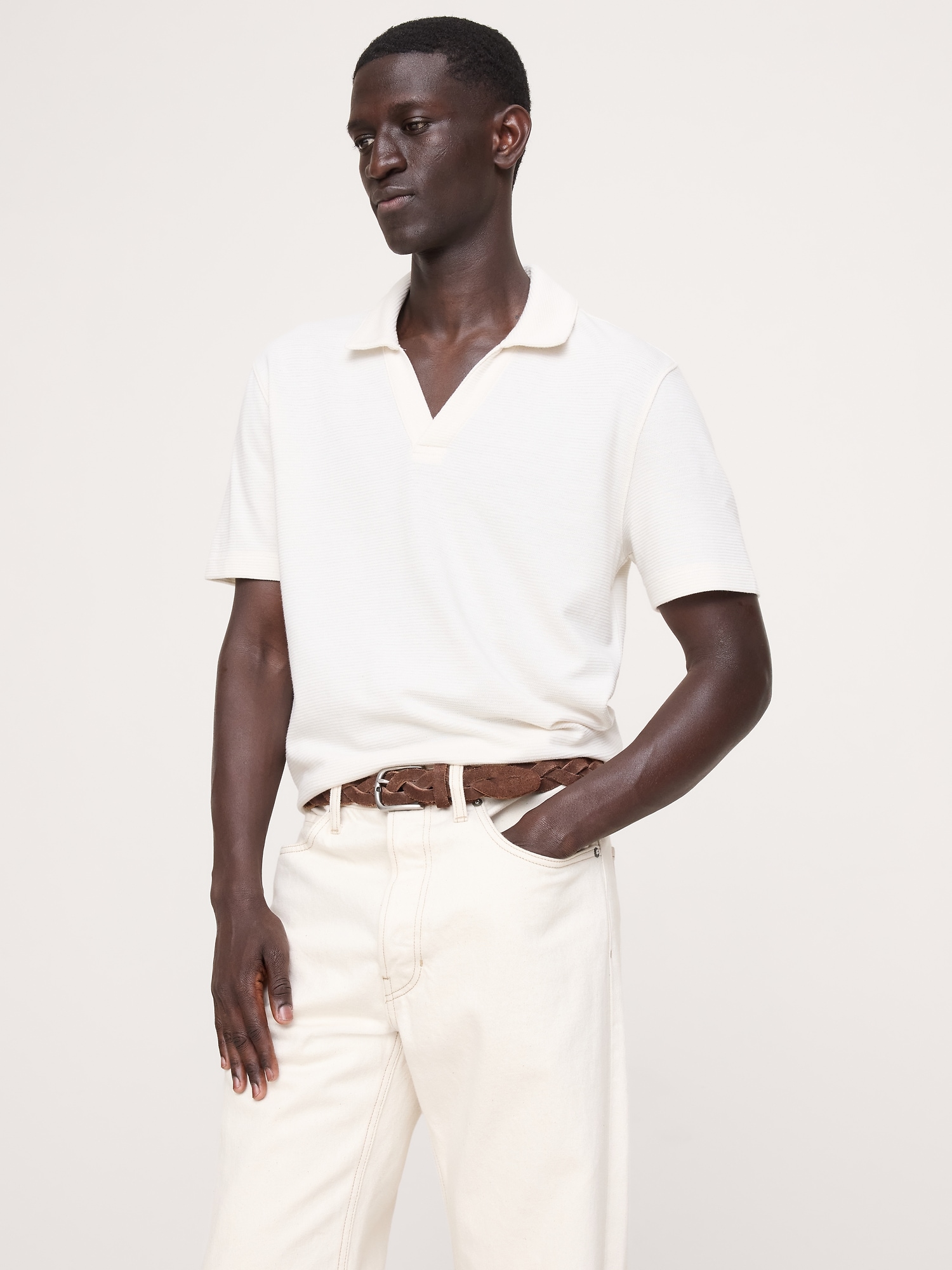 Image number 1 showing, Mesh Johnny-Collar Polo