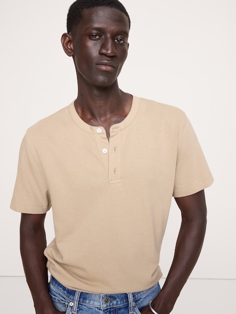 T-SHIRT HENLEY À MAILLES