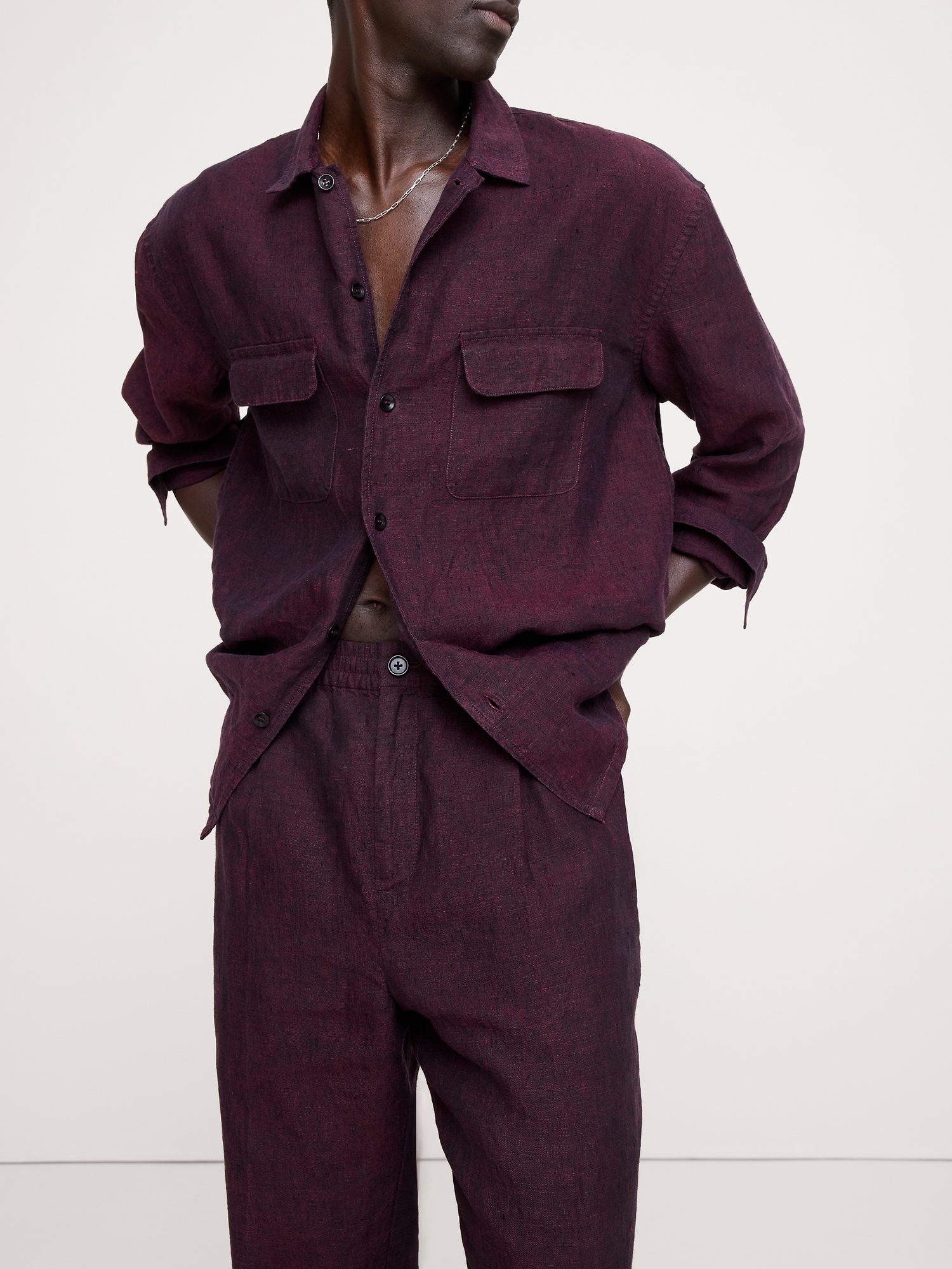 Image number 4 showing, Straight Linen Pull-On Dress Pant
