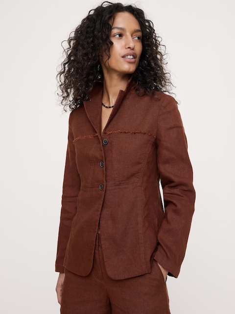 BLAZER EN LIN À FRANGES