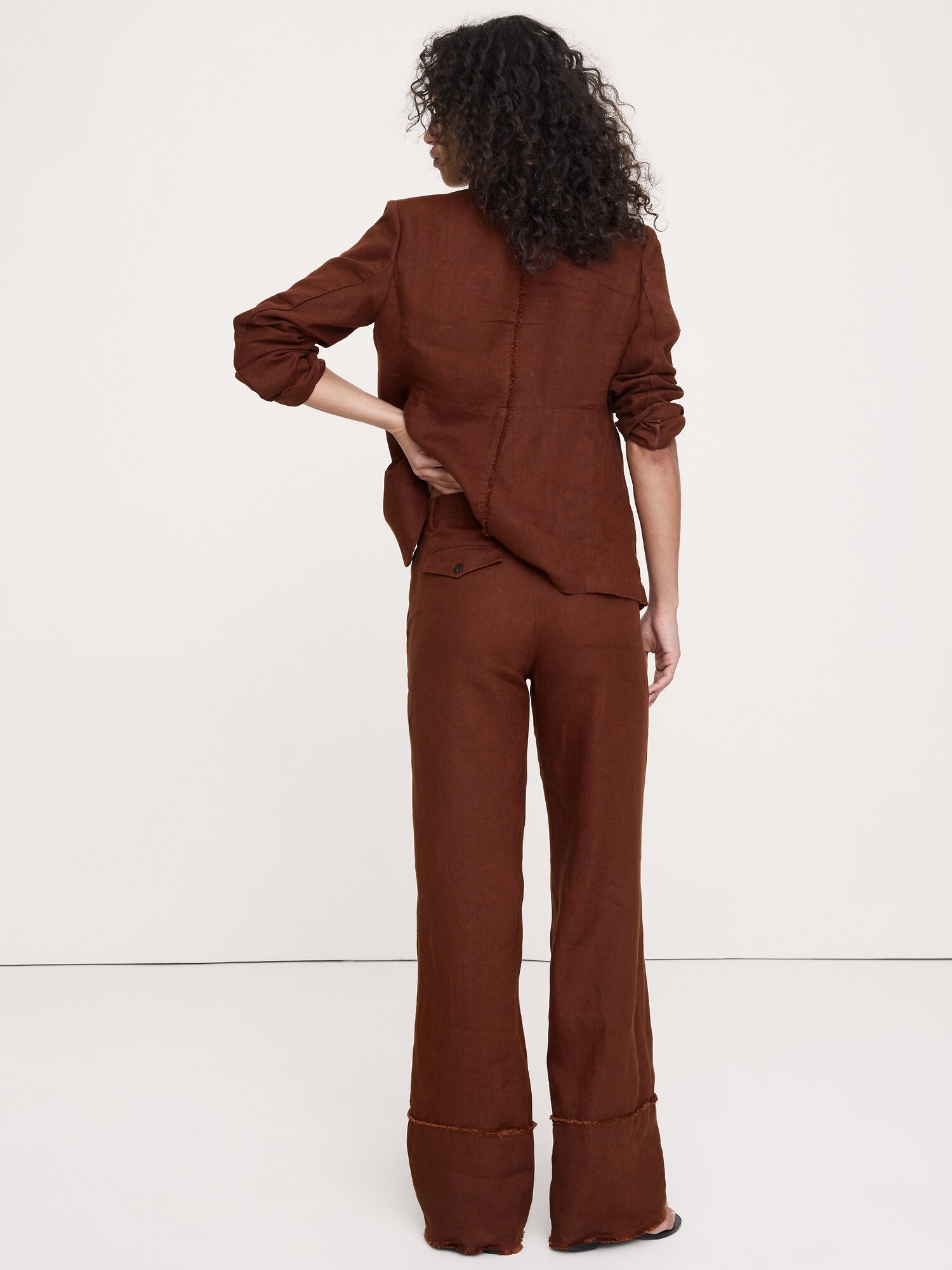 Image number 3 showing, The Everyday Wide-Leg Pant in Fringe-Hem Linen