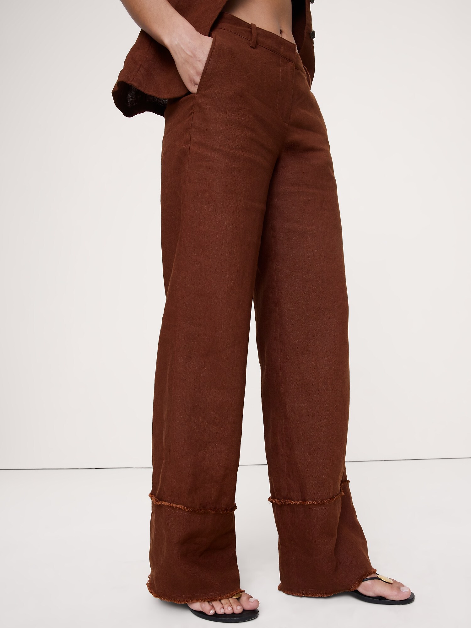 Image number 4 showing, The Everyday Wide-Leg Pant in Fringe-Hem Linen