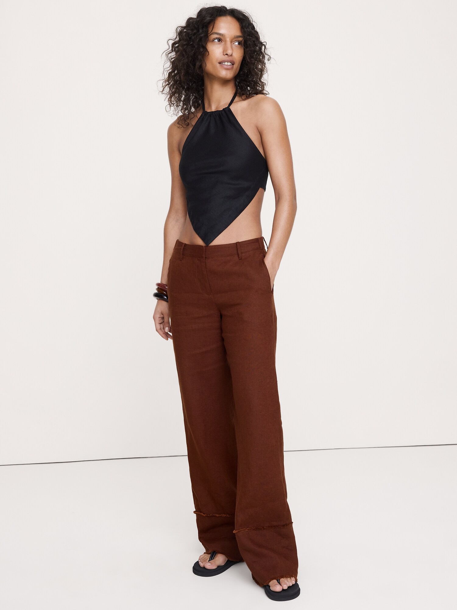 Image number 6 showing, The Everyday Wide-Leg Pant in Fringe-Hem Linen