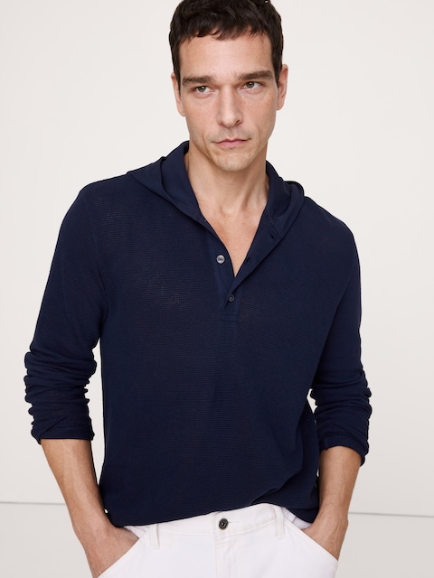 CHANDAIL À CAPUCHON HENLEY EN COTON