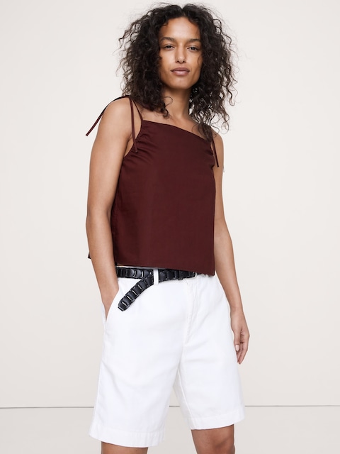 CAMISOLE À BRETELLES À NOUER EN POPELINE DE COTON