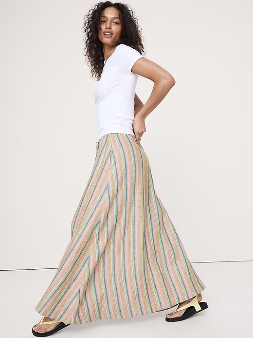 Linen Drawstring Maxi Skirt | Banana Republic