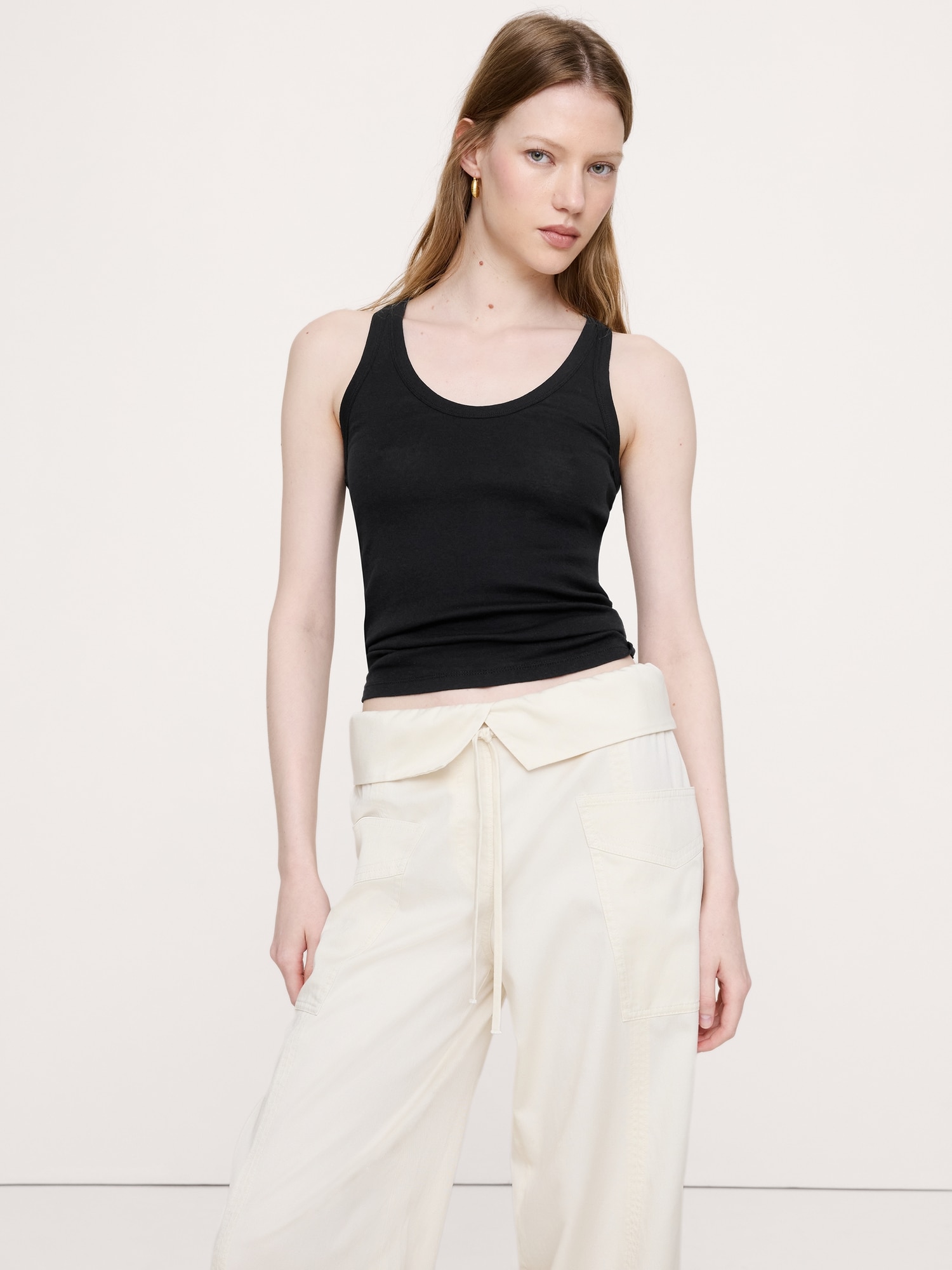 Image number 1 showing, Airy Cotton Scoop-Neck Tank