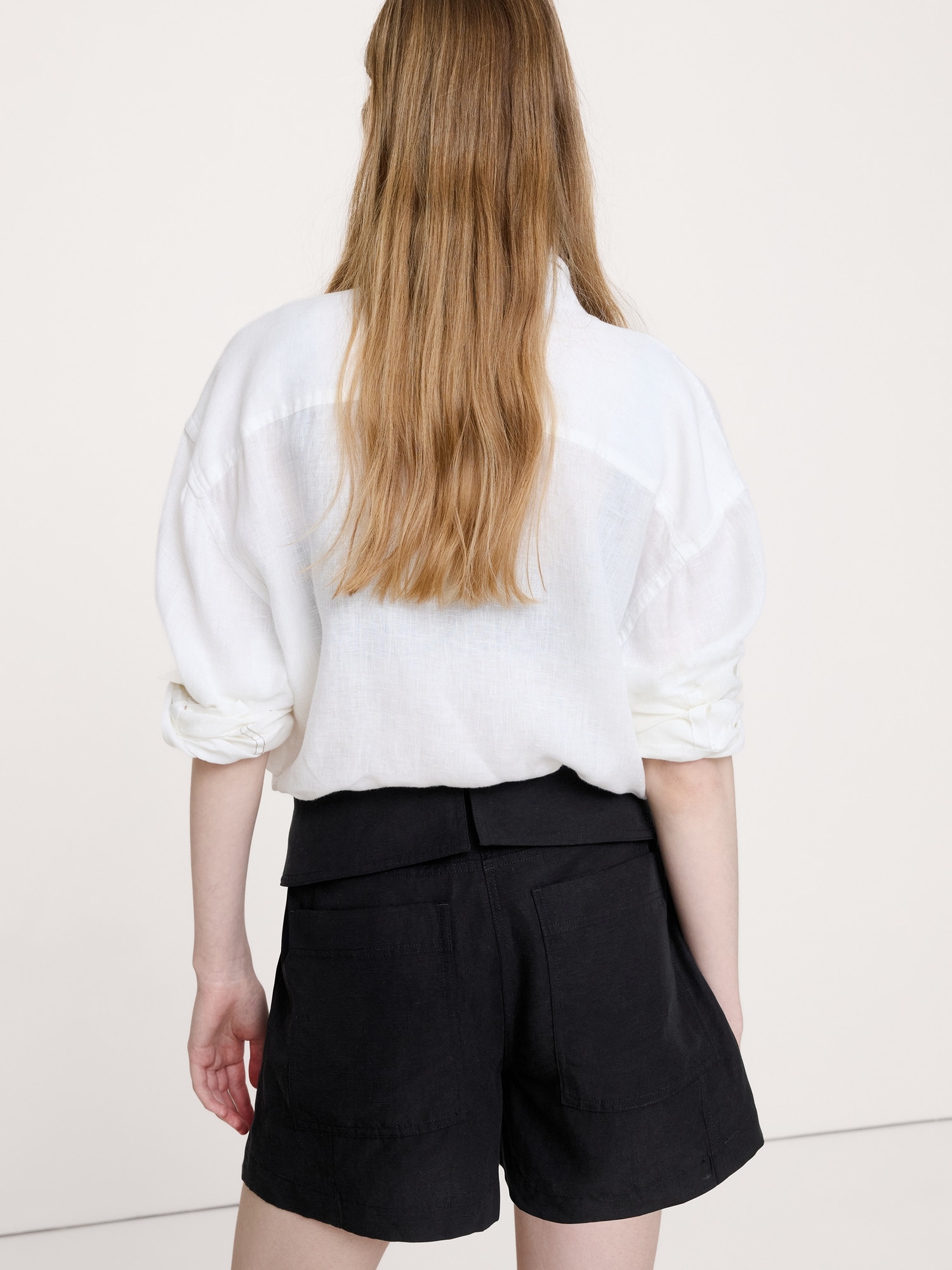 Image number 3 showing, 4" TENCEL™-Linen Short with Foldover Waistband