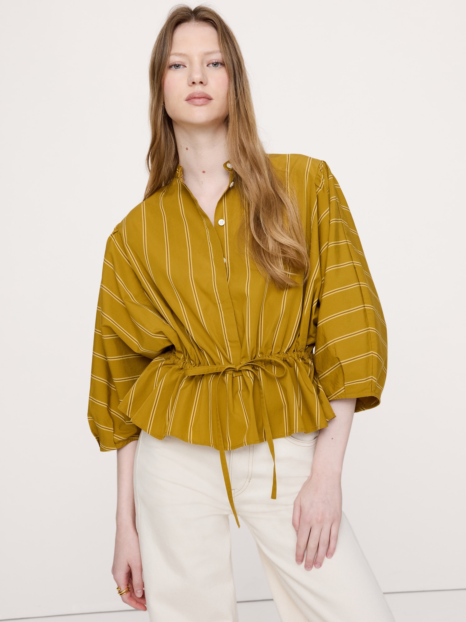 Image number 3 showing, Cotton Poplin Tie-Waist Top