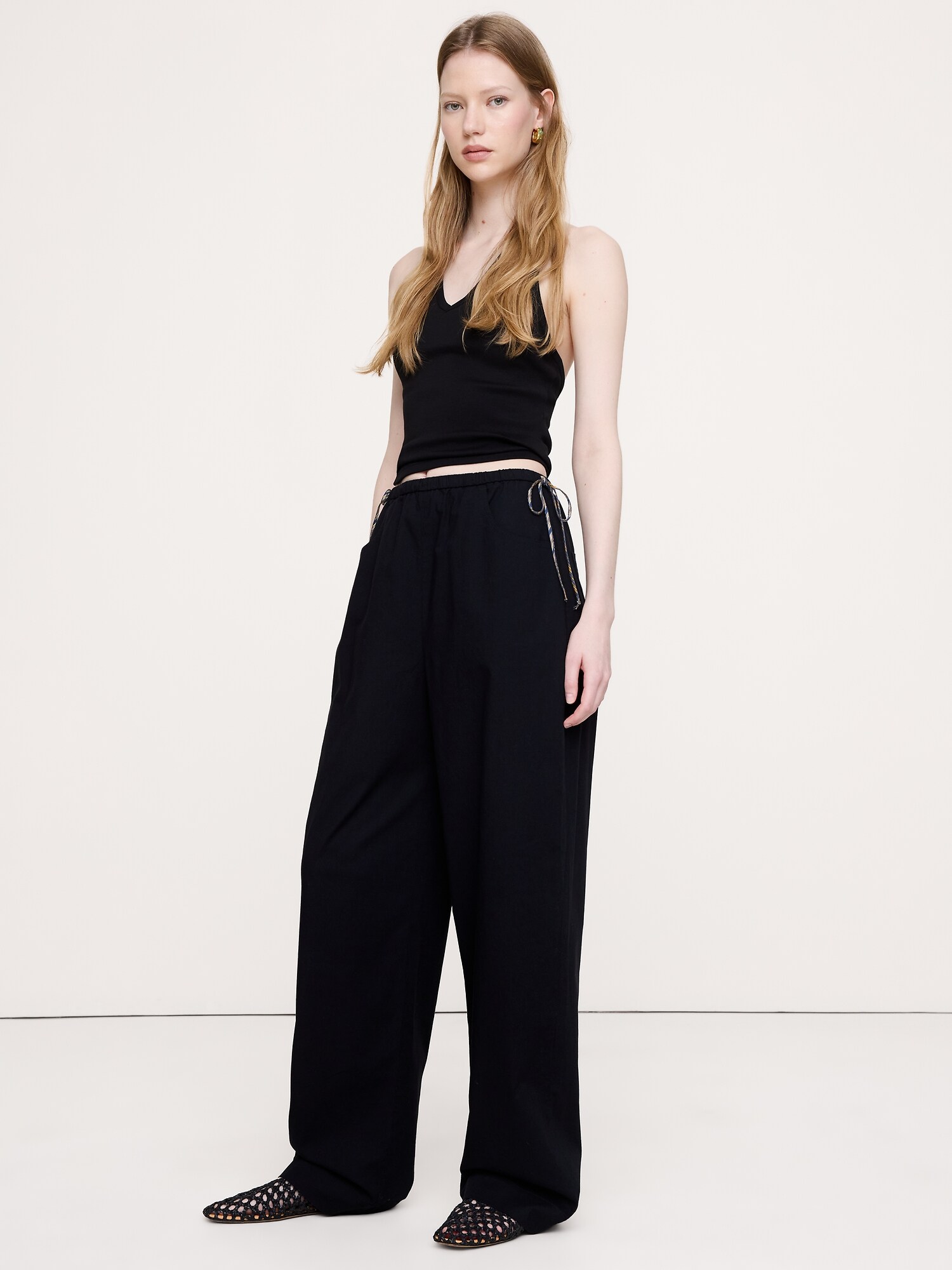 Image number 1 showing, Cotton Pull-On Side-Tie Pant