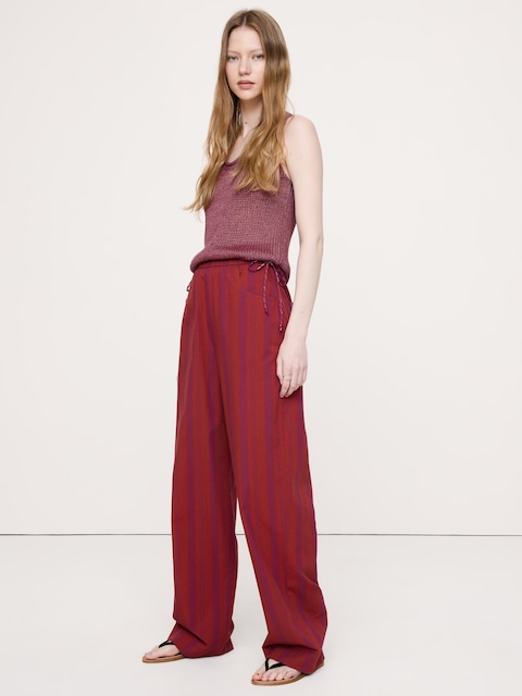 PANTALON À TAILLE EXTENSIBLE À NOUER SUR LE CÔTÉ EN COTON