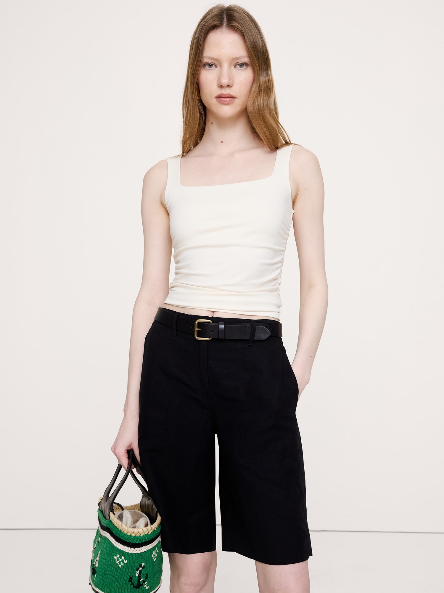 Image number 1 showing, Square-Neck Ruched Top