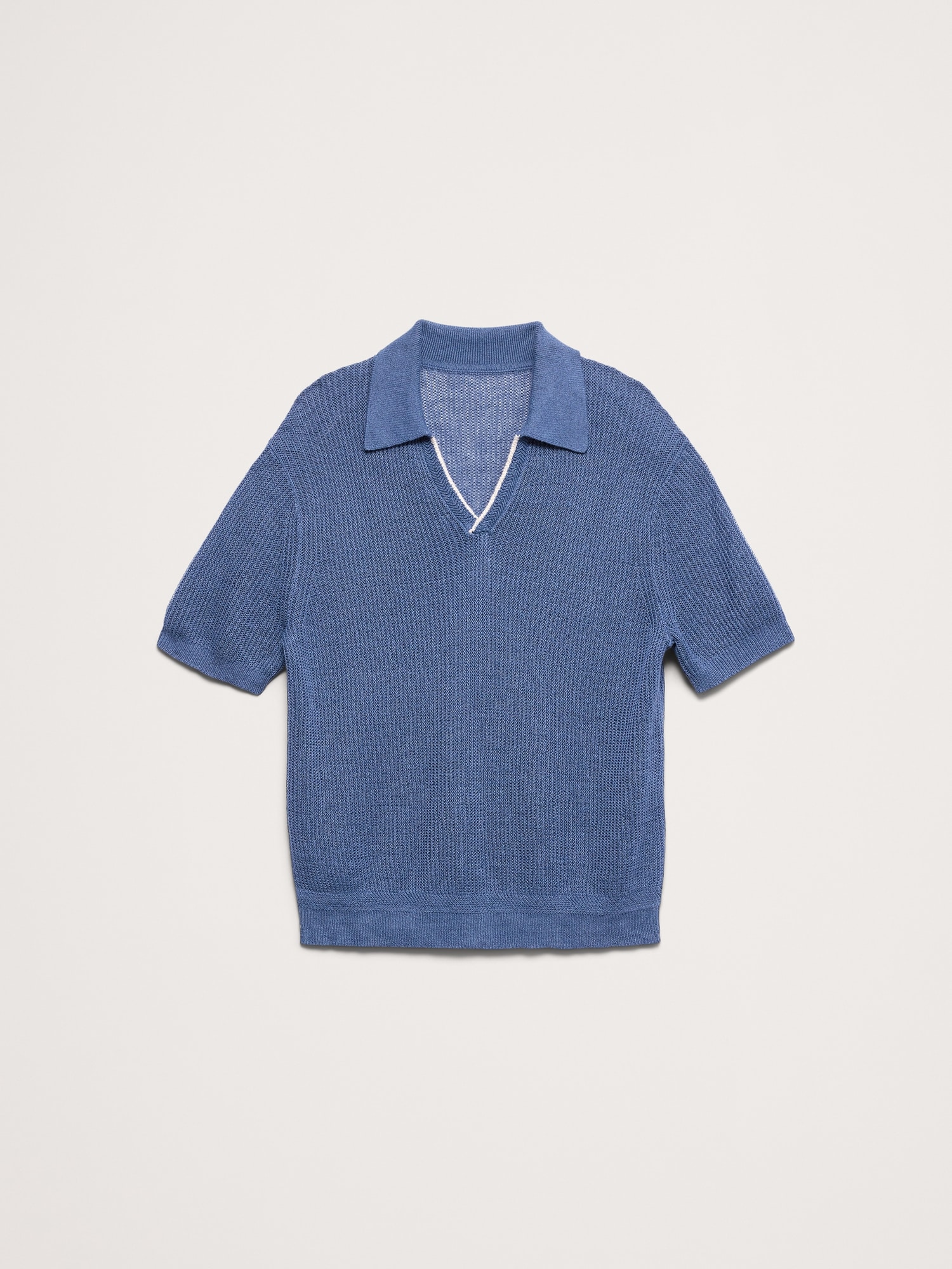 L'image numéro 4 présente Polo en lin et coton à col polo tricoteuse