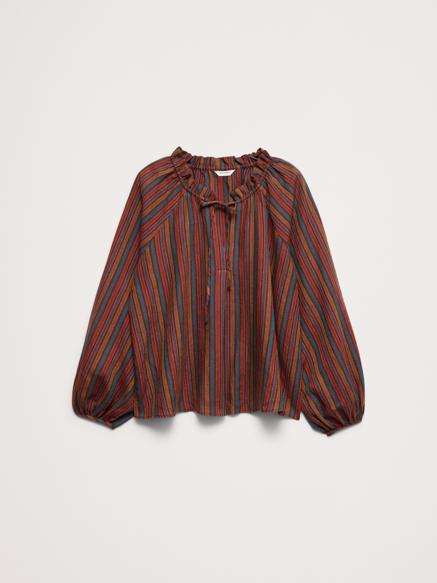 Image number 4 showing, Linen Ruffle-Neck Top