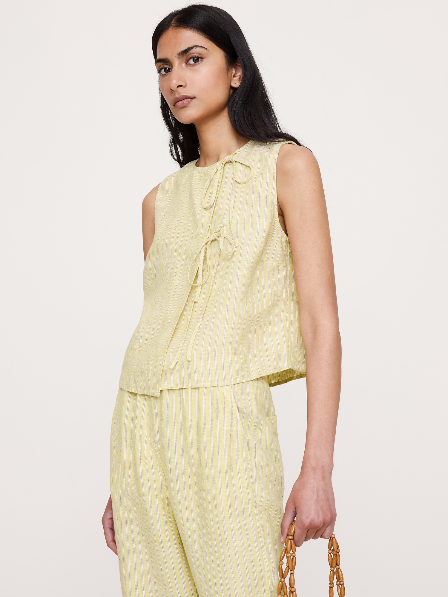 Image number 1 showing, Linen Double-Tie Tank