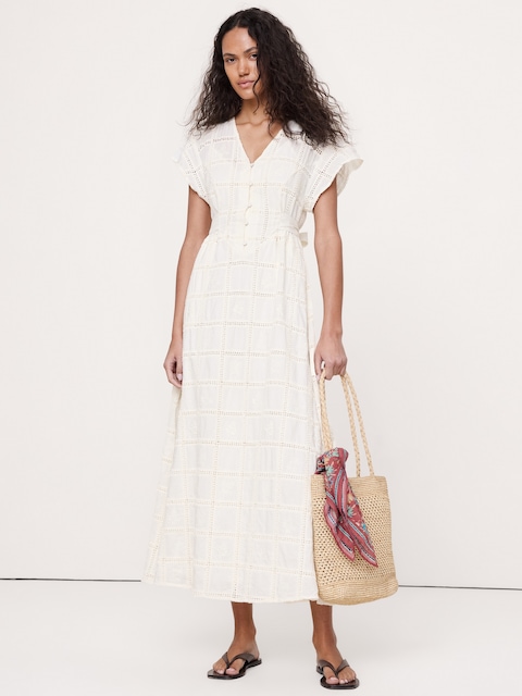 ROBE LONGUE BRODÉE EN COTON