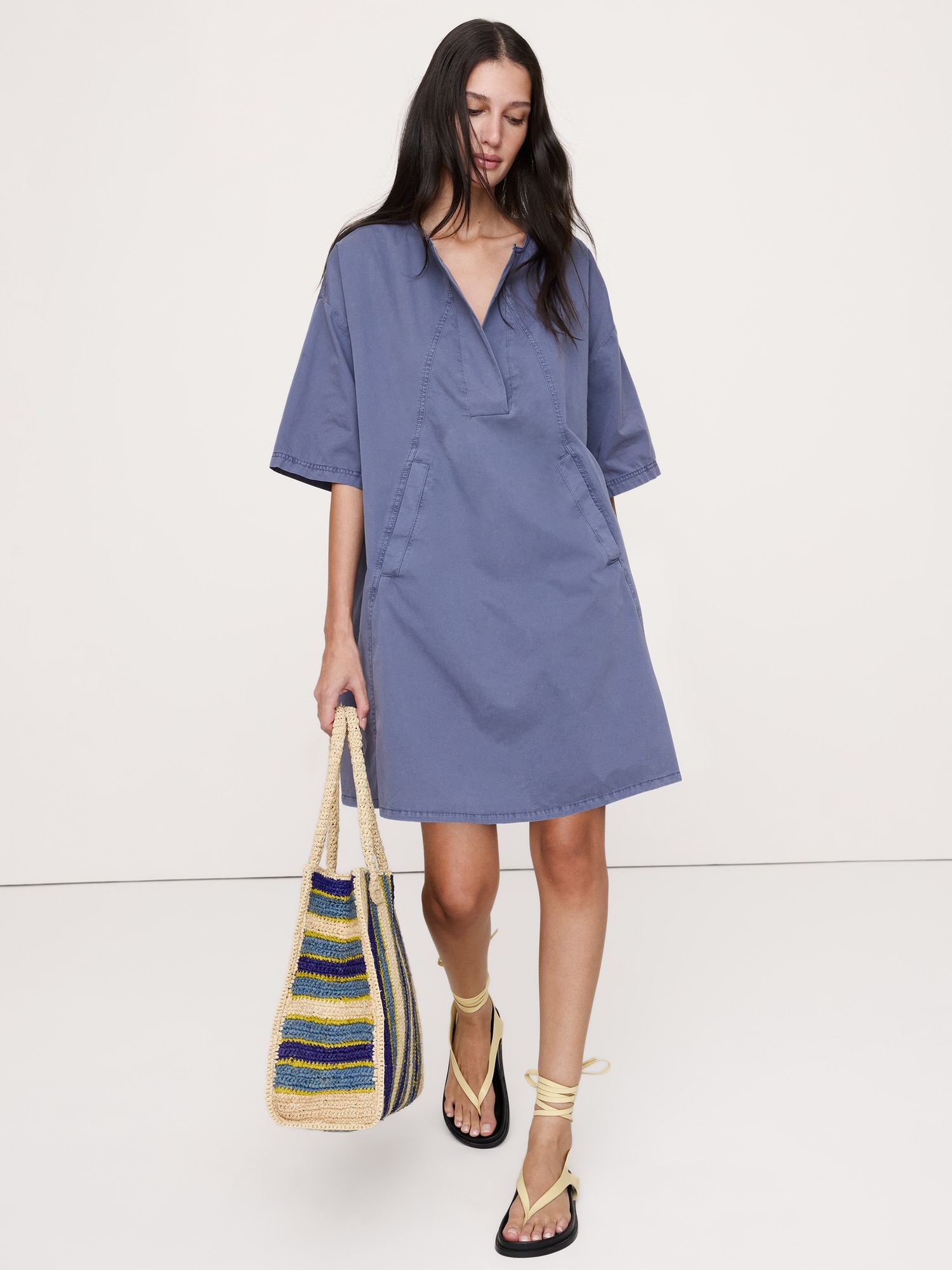Image number 1 showing, Cotton-Twill Pocket Mini Dress
